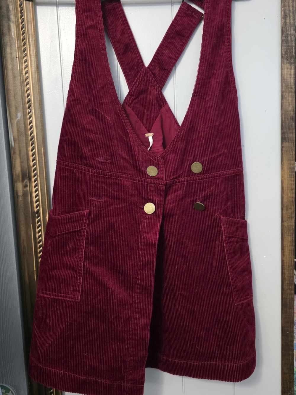 Free People Corduroy Pinafore Mini in Deep Wine